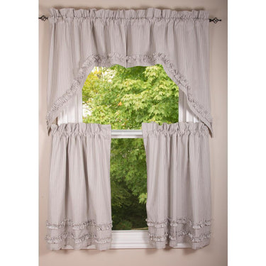 Grey Ticking Ruffle Swag SW179087 - The Fox Decor